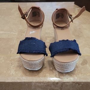 (3/$20) Denim Espadrille Wedge Sandals